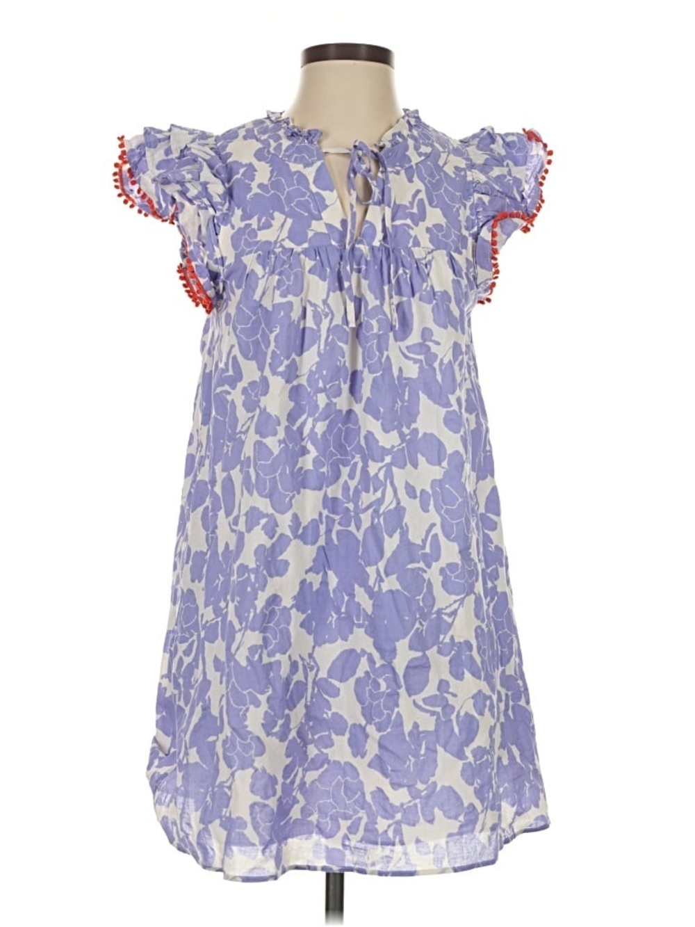 THML Purple Floral Cotton Sundress with Red Trim